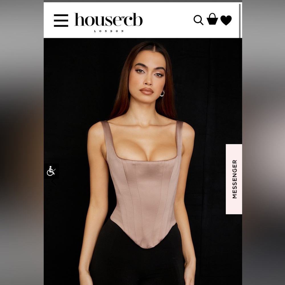 House of CB Rafa stone satin longline corset